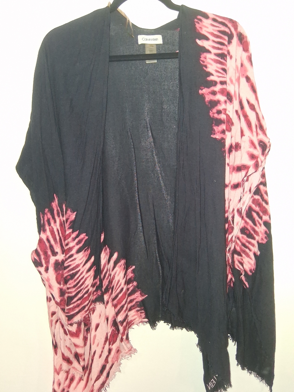 Calvin Klein Black and Pink Tie-Dye Open Front Women's Sweater